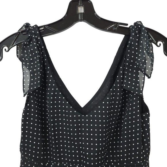 Ann Taylor Loft Black White Polka Dot Dress Size 6 Sleeveless Tied Knot Shoulder - Picture 11 of 13